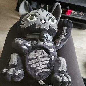Killstar Black and Gray Skeleton Cat Plush